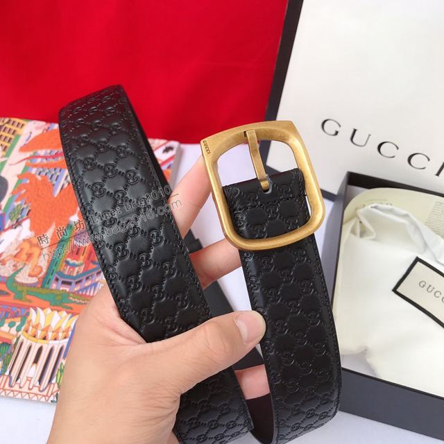 Gucci皮帶 古馳GG原廠經典版紋 Gucci牛皮腰帶 男女同款  xfp2152